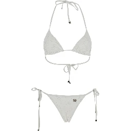 white Bikini with embroidered design and DG logo in Tech Fabric Woman