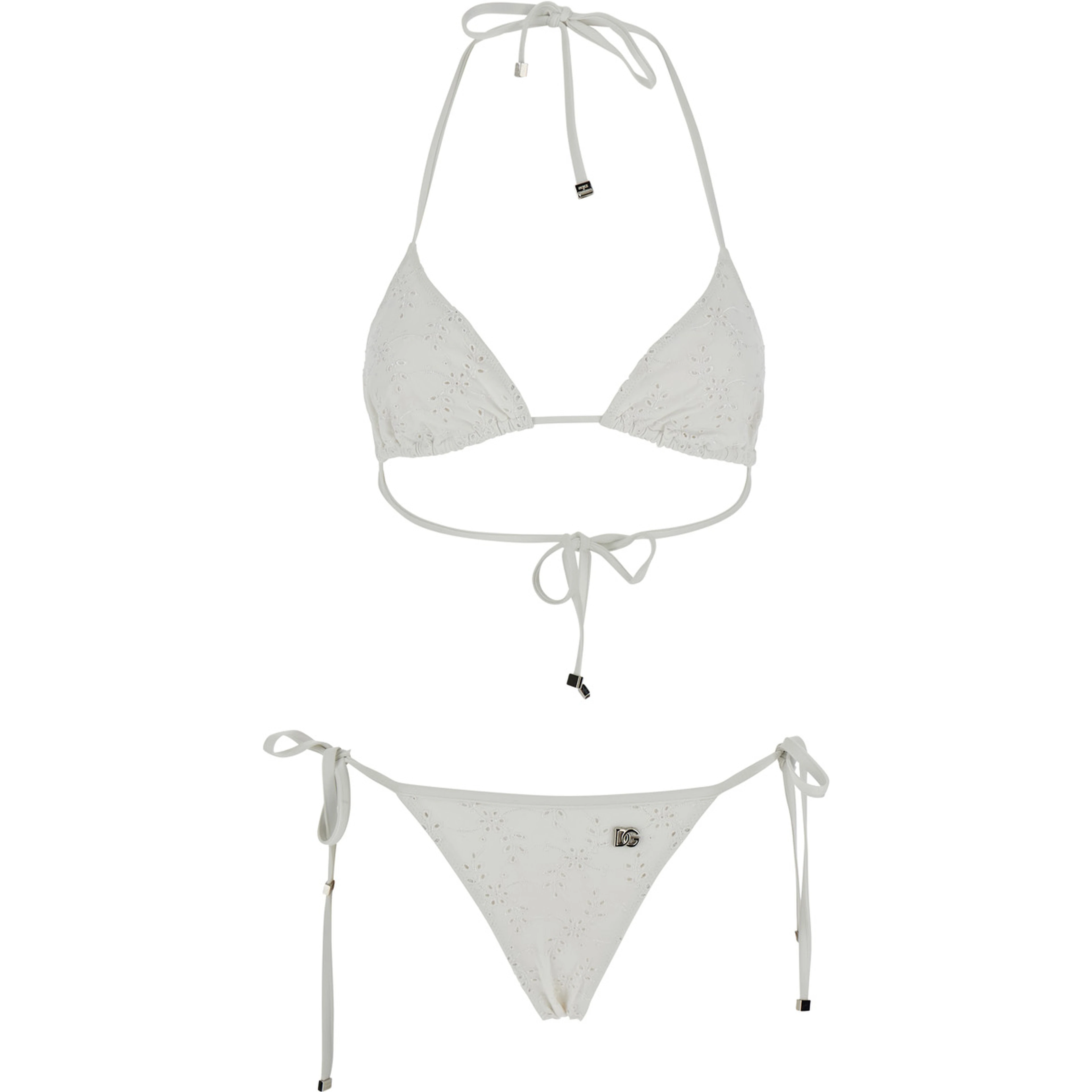 white Bikini with embroidered design and DG logo in Tech Fabric Woman