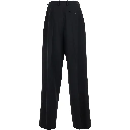 Black Pants with Button and Zip Closure at the Front in Wool for Men