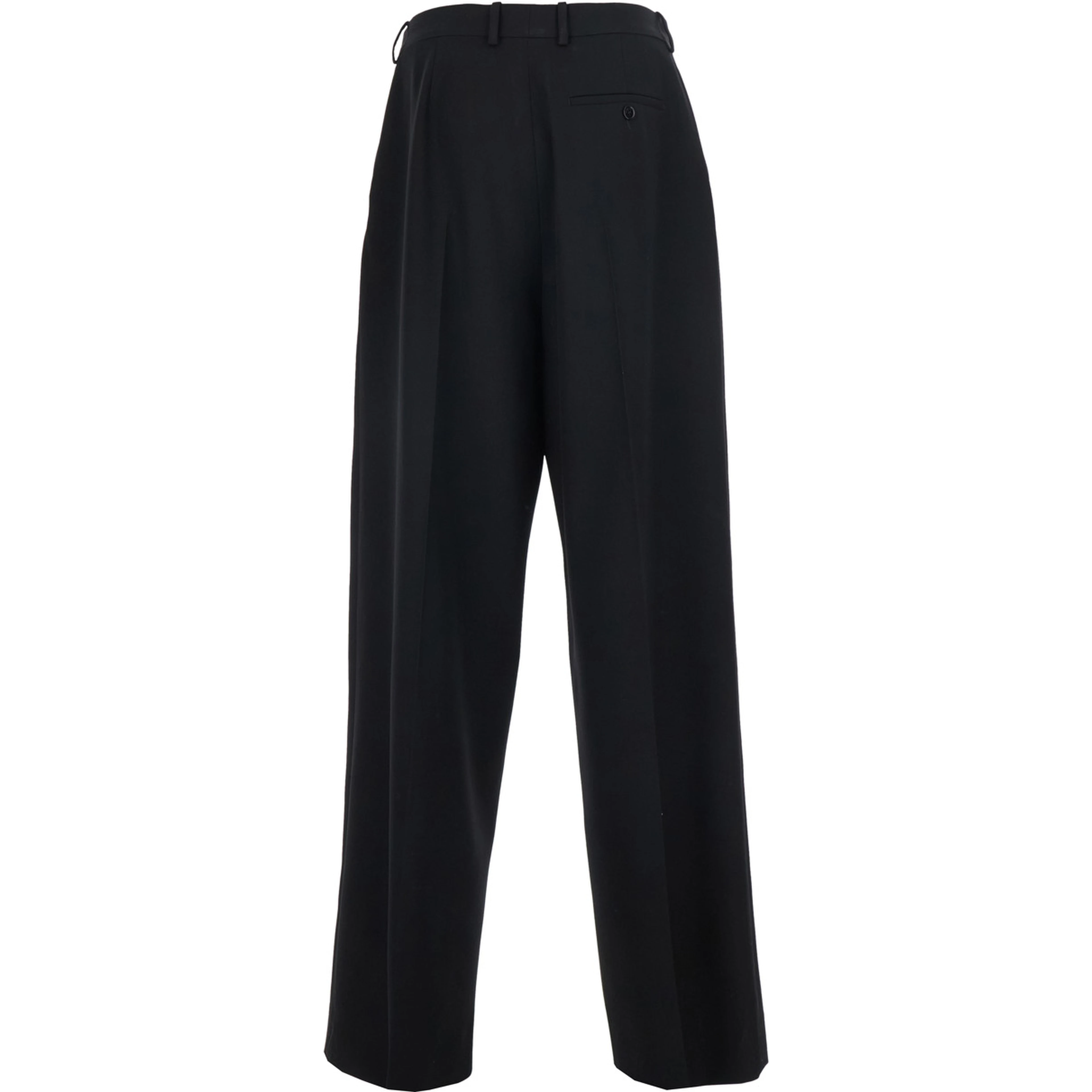 Black Pants with Button and Zip Closure at the Front in Wool for Men