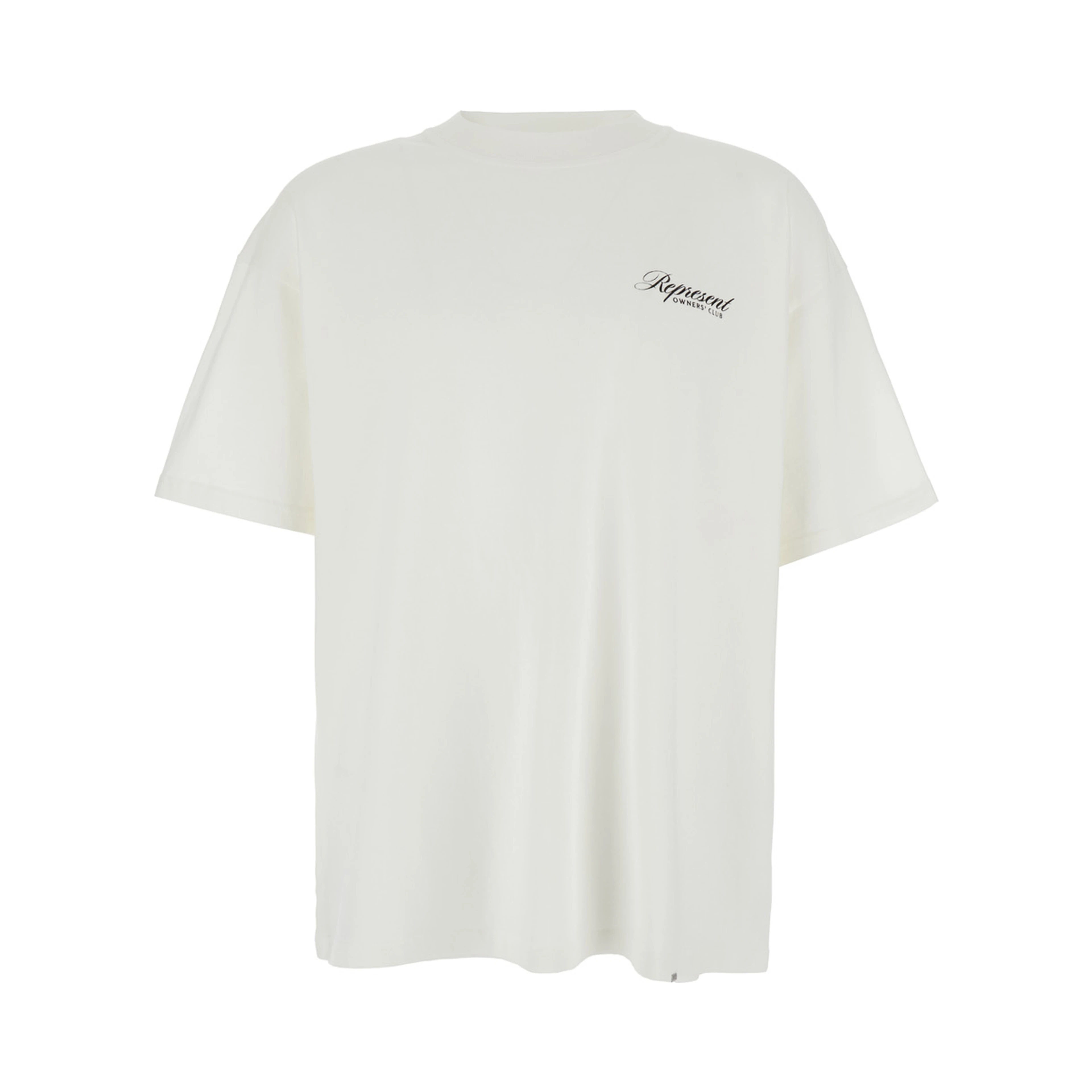 T-shirt OWNERS CLUB SCRIPT with logo and short sleeves in white cotton unisex