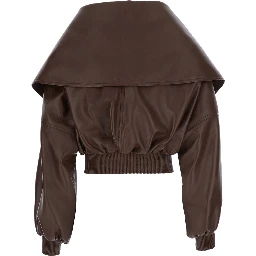 WRAP COLLAR BLOUSON IN SMOOTH LIGHT LEATHER