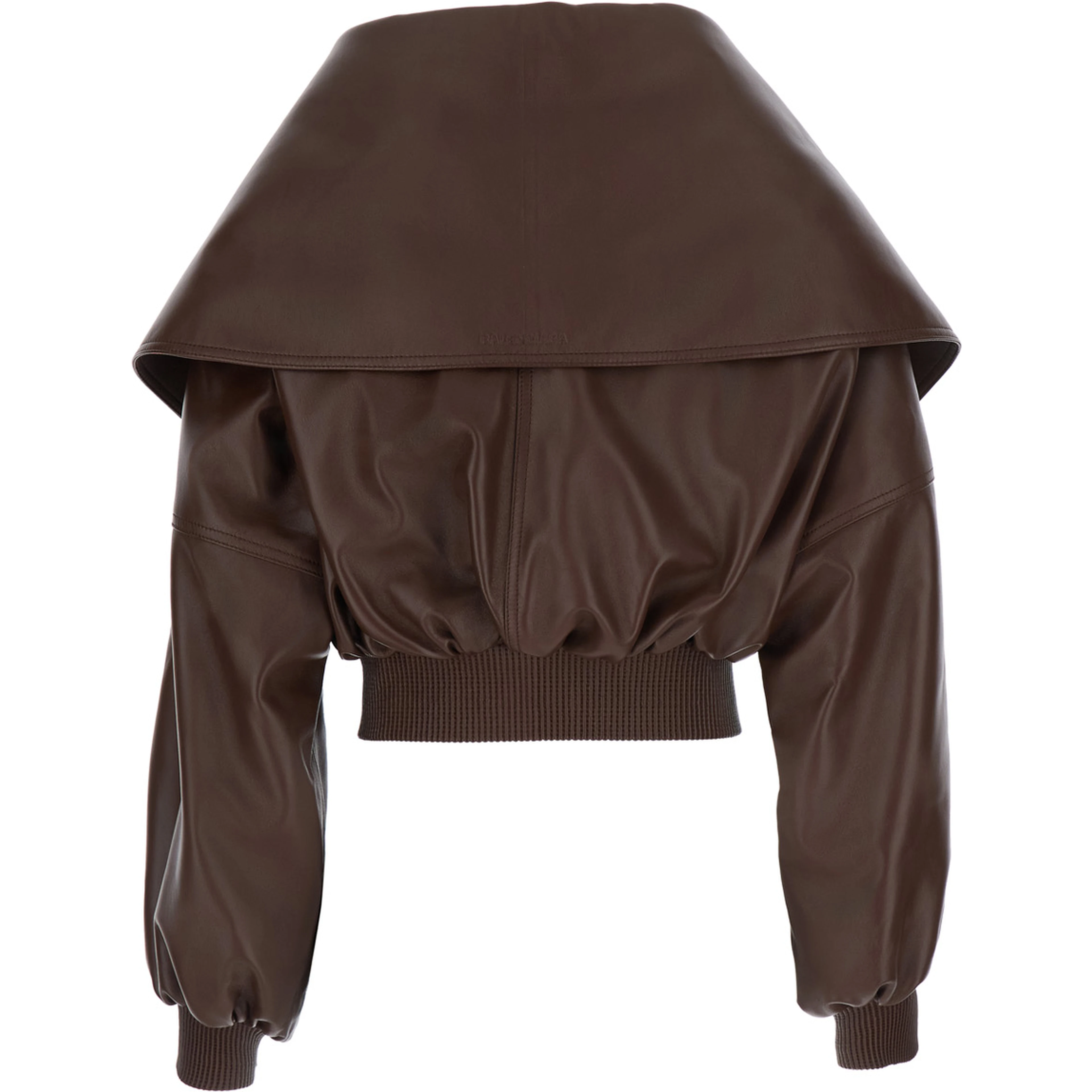 WRAP COLLAR BLOUSON IN SMOOTH LIGHT LEATHER