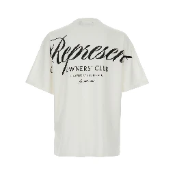 T-shirt OWNERS CLUB SCRIPT with logo and short sleeves in white cotton unisex