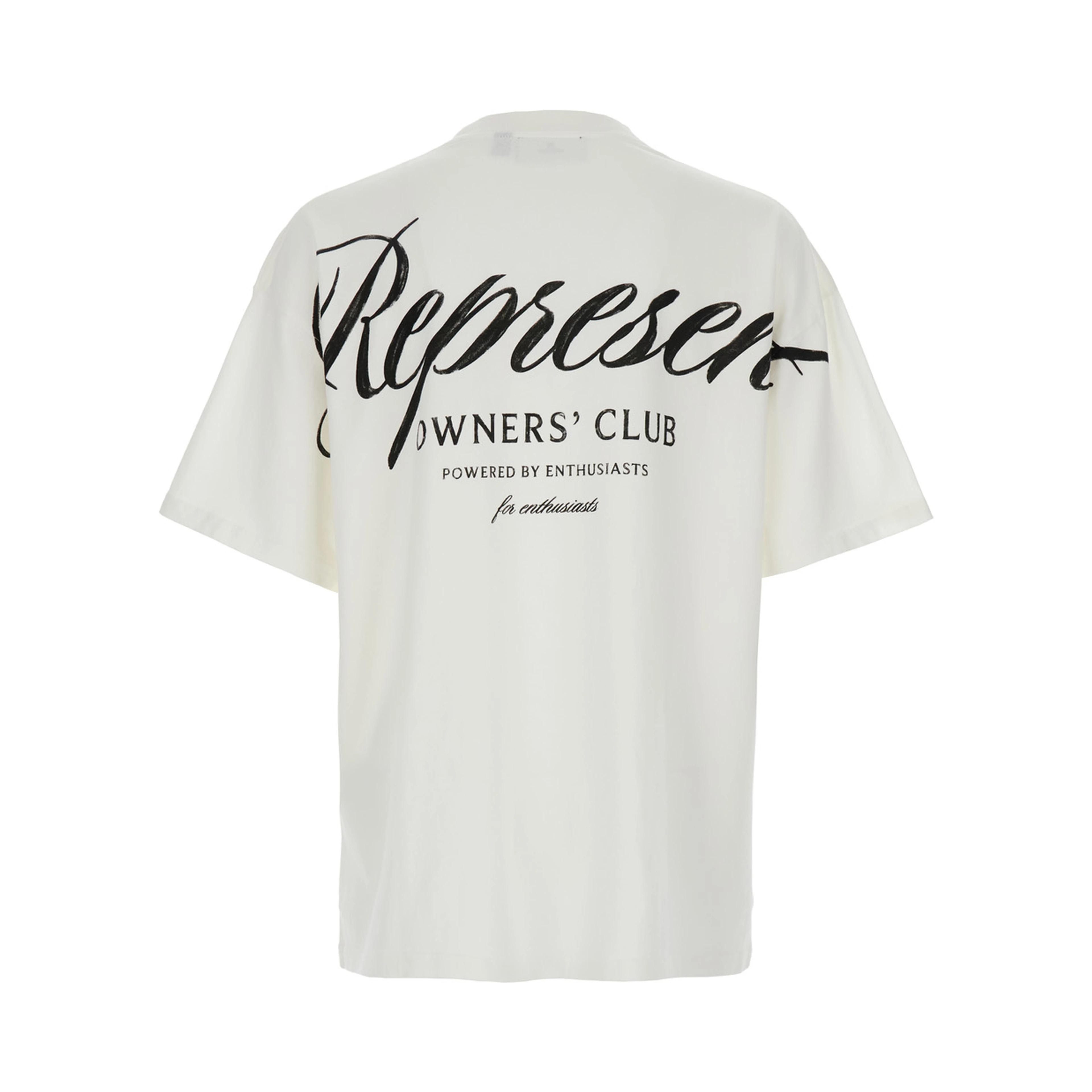 T-shirt OWNERS CLUB SCRIPT with logo and short sleeves in white cotton unisex