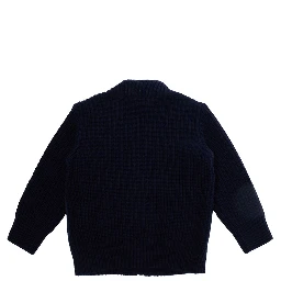 Blue Cardigan with zip and pocket with logo on the front in cotton and fabric baby