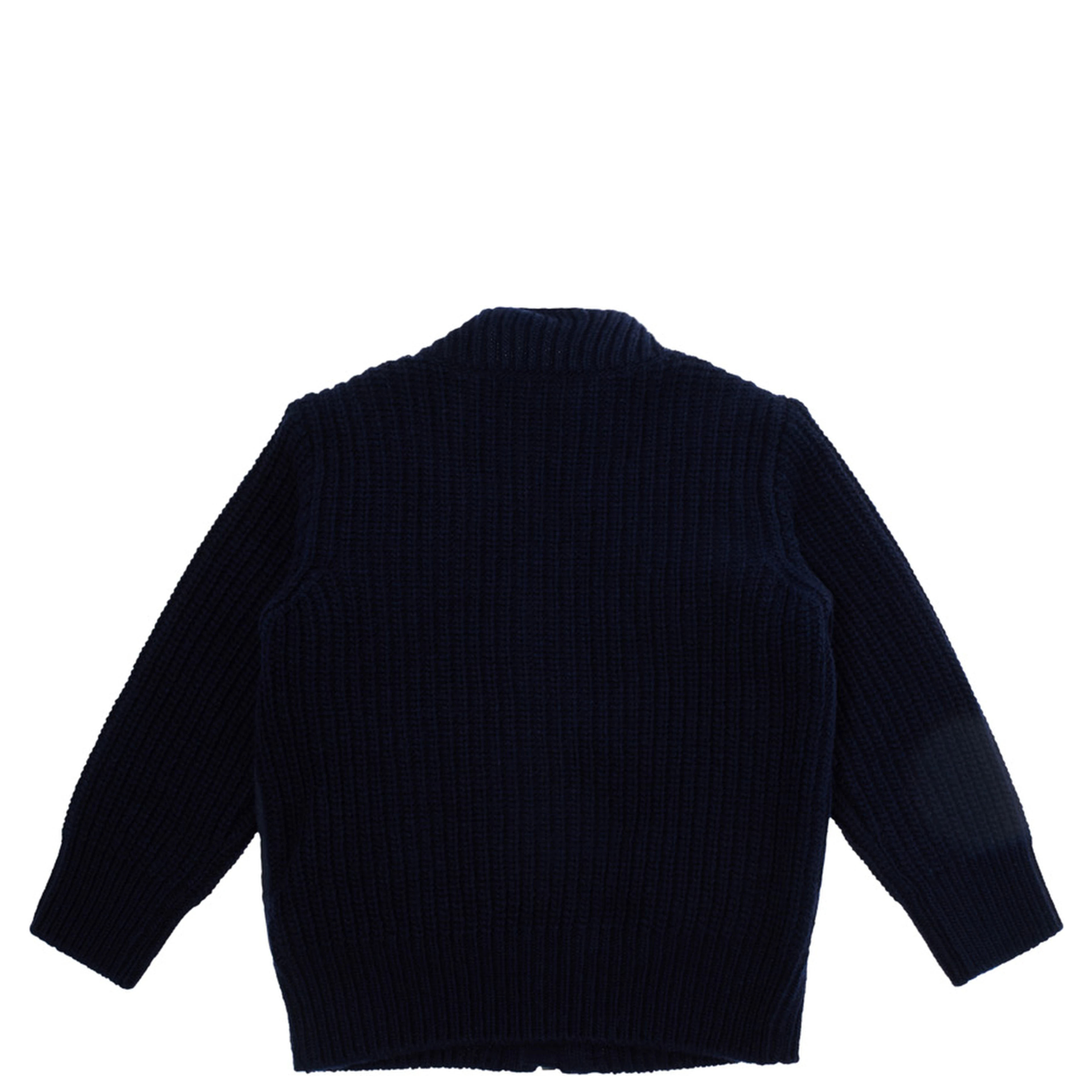 Blue Cardigan with zip and pocket with logo on the front in cotton and fabric baby