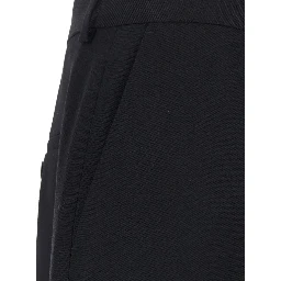 Black Pants with Button and Zip Closure at the Front in Wool for Men