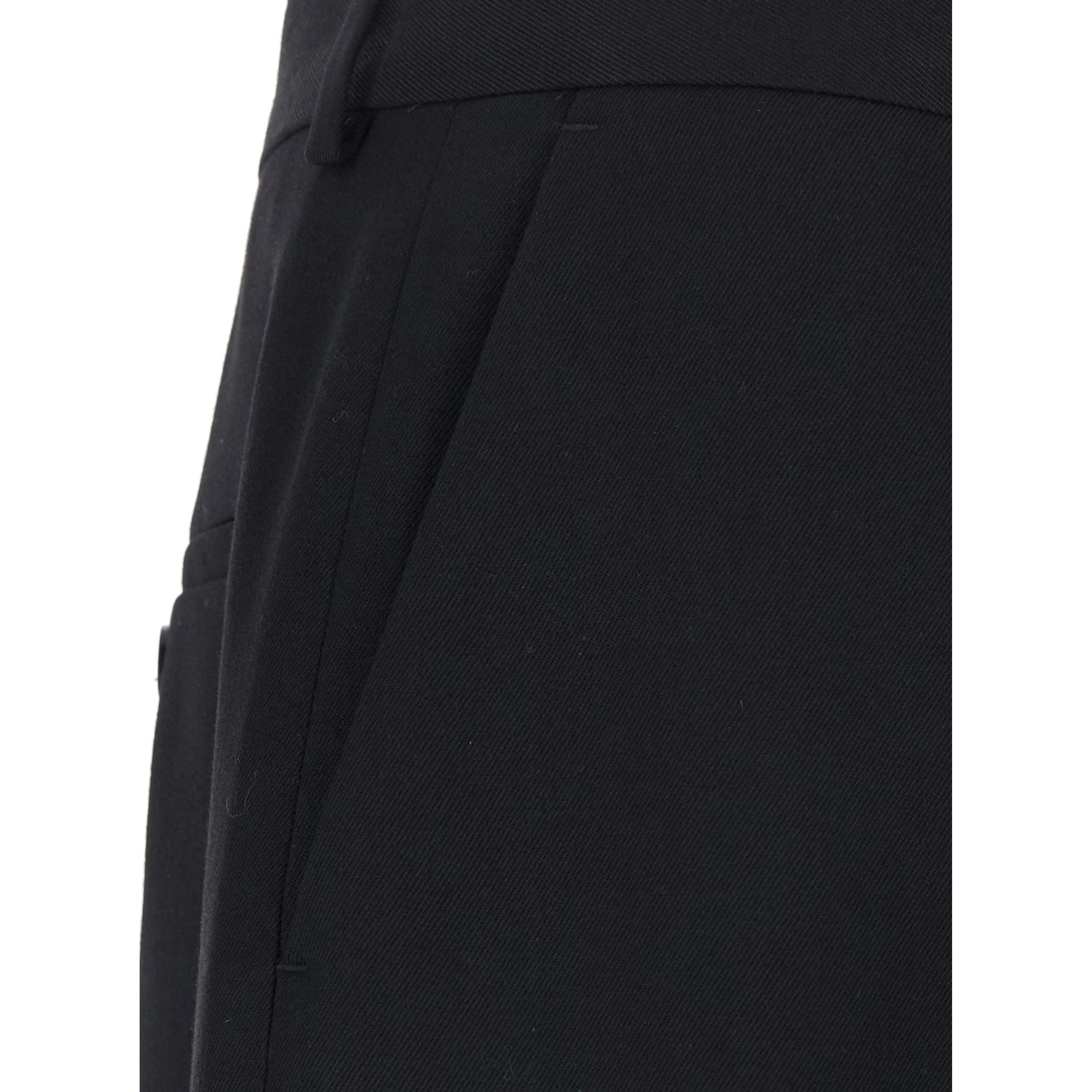 Black Pants with Button and Zip Closure at the Front in Wool for Men