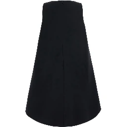 Black round-neck dress with flared design in silk and wool women