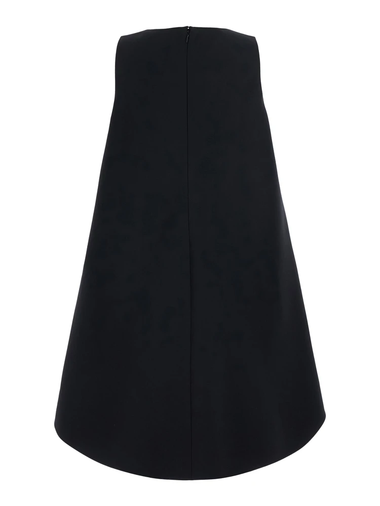 Black round-neck dress with flared design in silk and wool women alternative