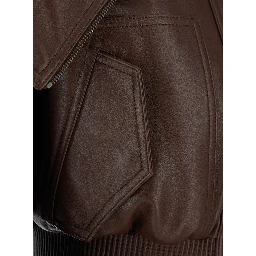 WRAP COLLAR BLOUSON IN SMOOTH LIGHT LEATHER