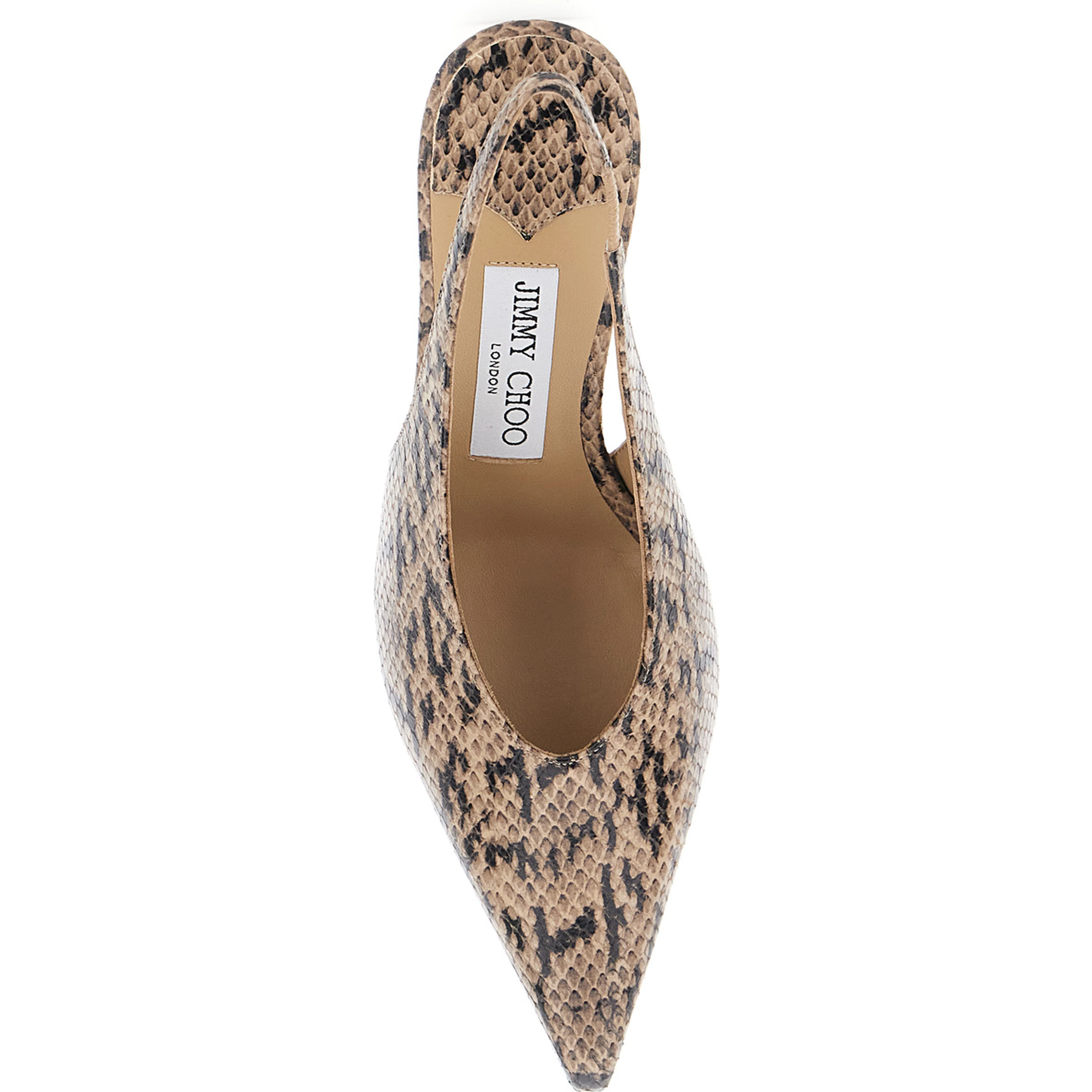 Isa Beige Beige Slingback Pumps with Snakeskin Print Effect in Leather for Women