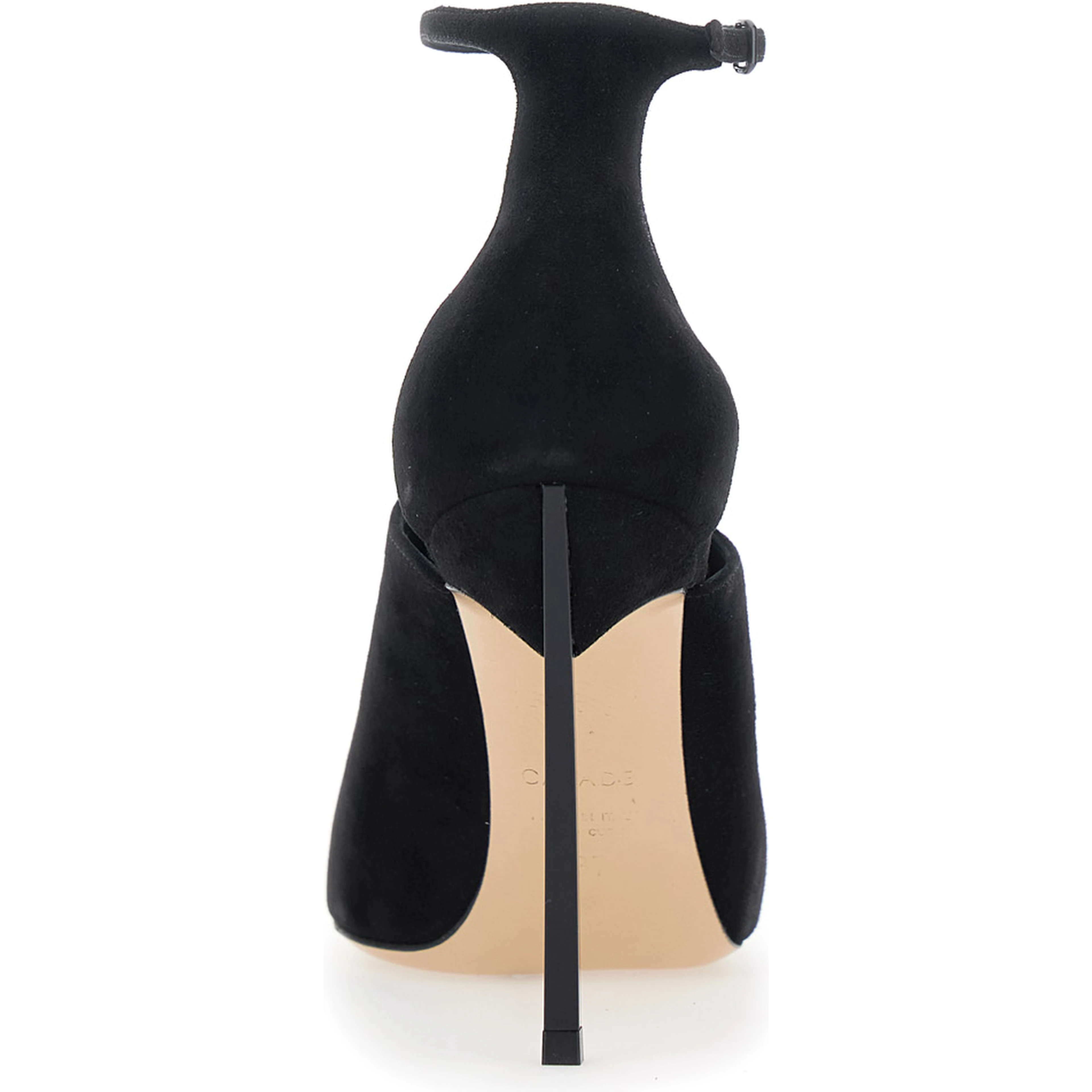 Pumps with high heel and pointed toe in black suede for women