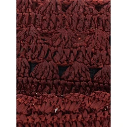 Brown Hat with Woven Design in Viscose for Women