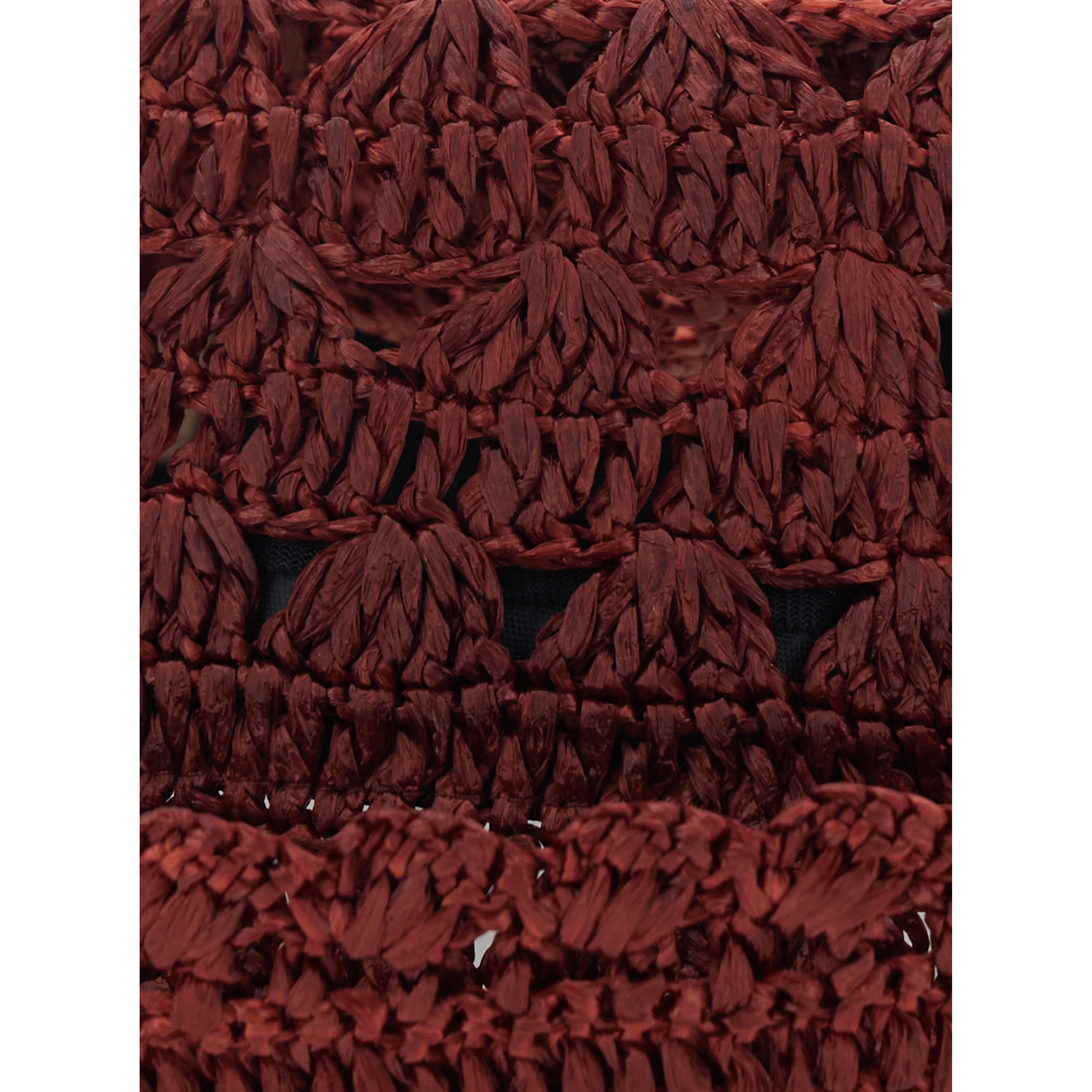 Brown Hat with Woven Design in Viscose for Women