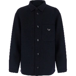 HK CASPSULE jacket with high collar and long sleeves in Tech Fabric blue men