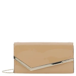 EMMIE PATCH LIGHT GOLD Clutch with leather details and studs Beige Woman