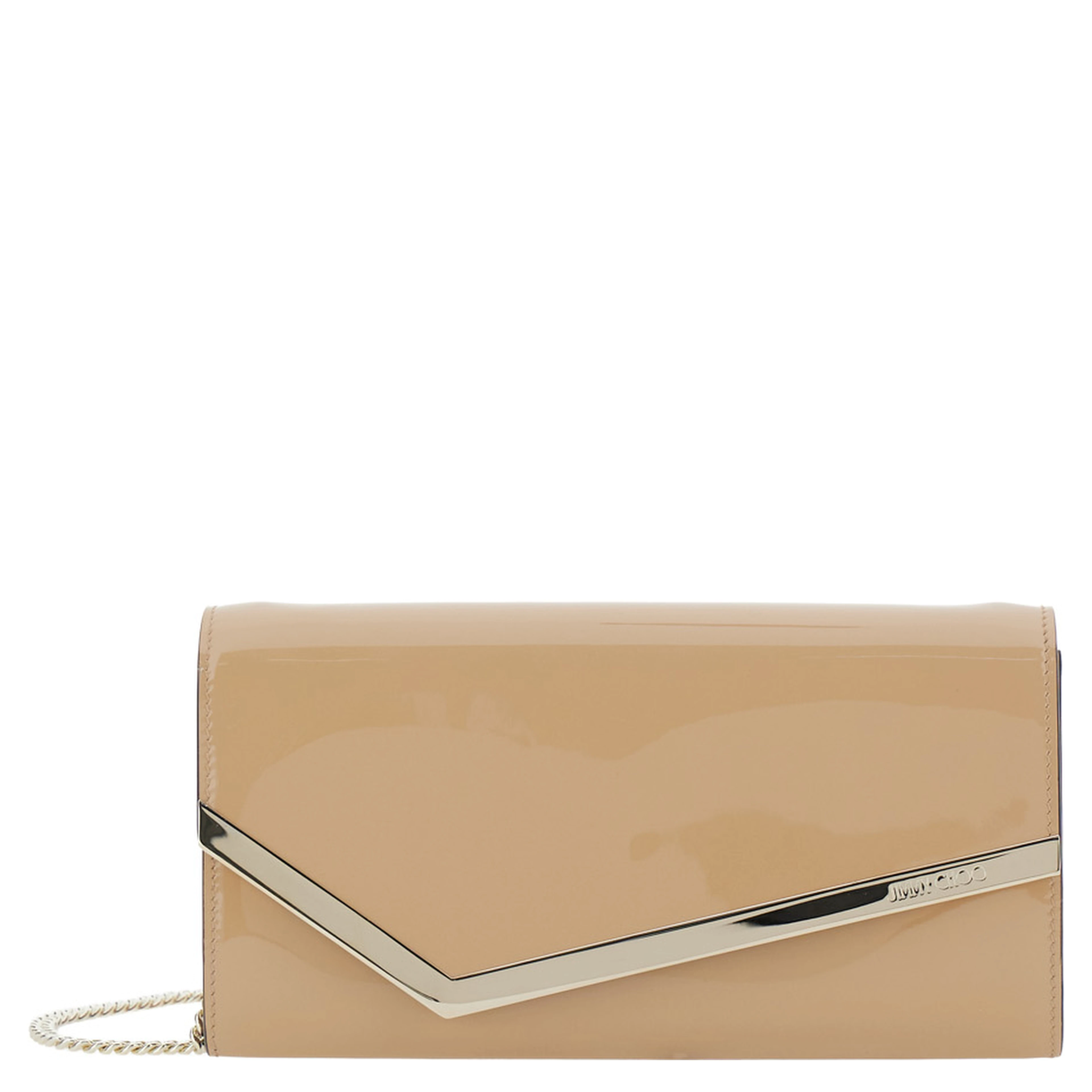 EMMIE PATCH LIGHT GOLD Clutch with leather details and studs Beige Woman