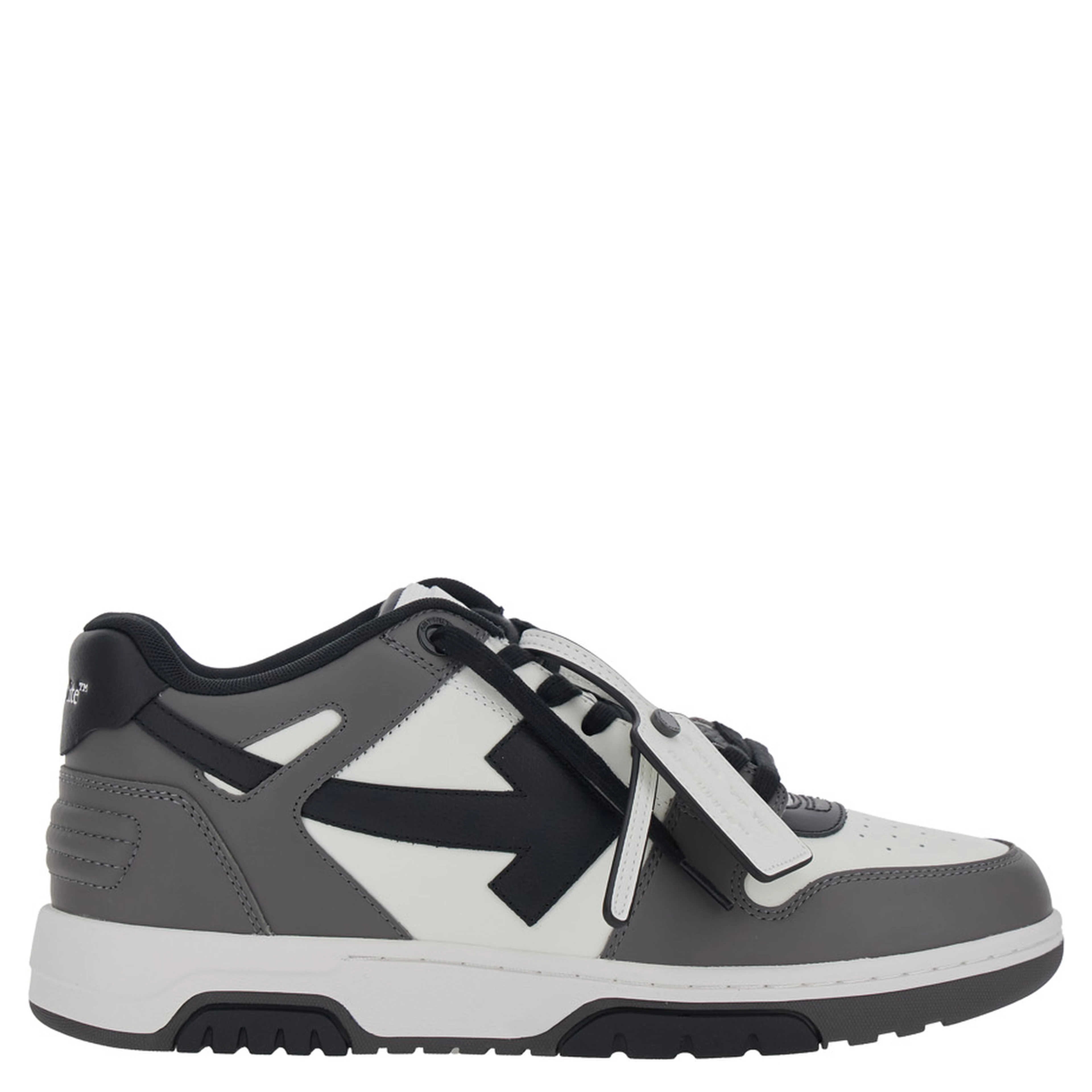 Sneaker Out Of Office Low Top with Logo Patch on the Tongue and Contrast Stitching in Gray Leather for Men