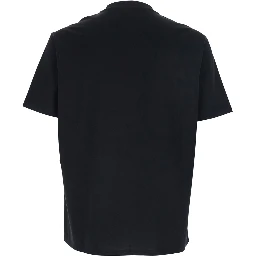 Crew Neck T-Shirt with Logo on the Front in Black Cotton for Men