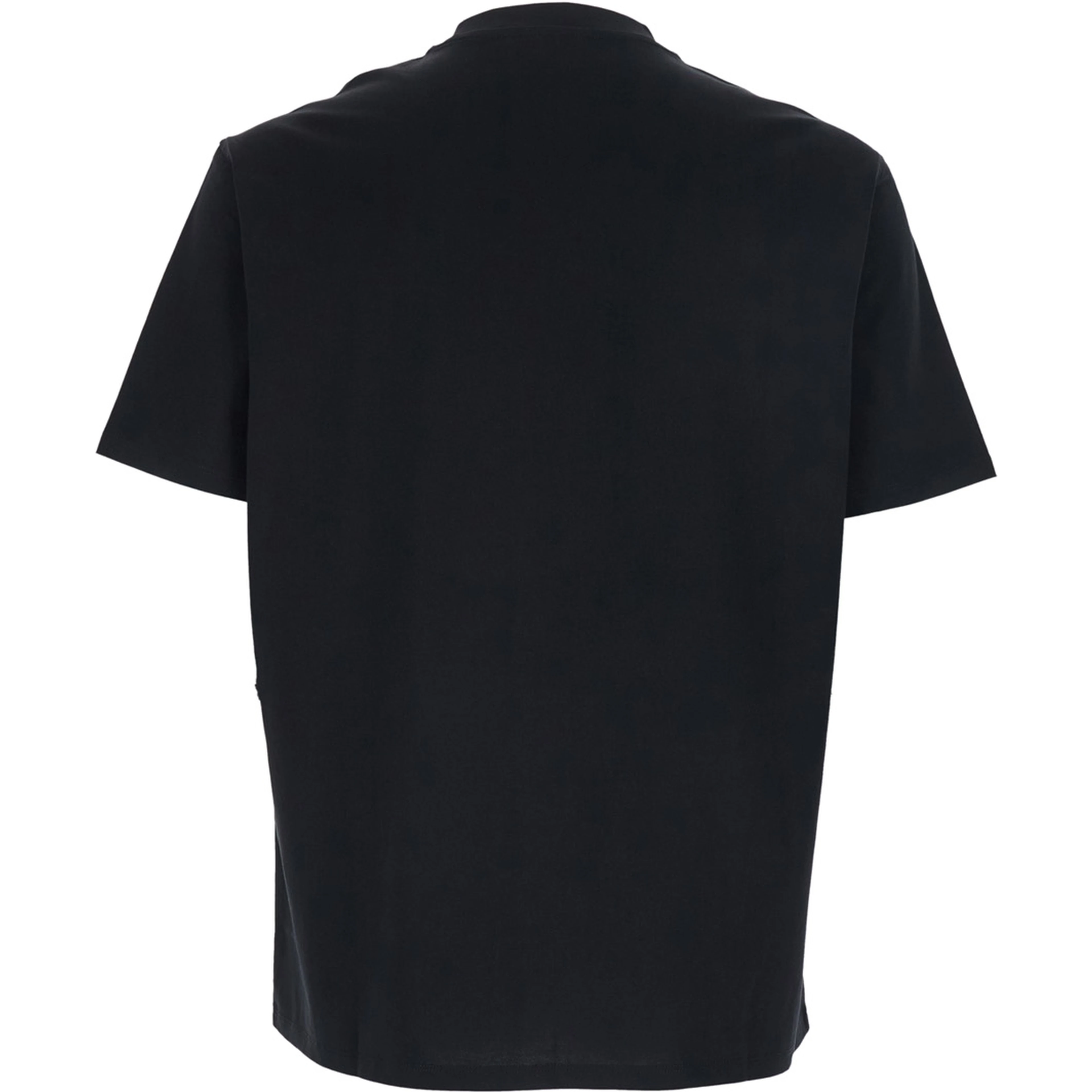 Crew Neck T-Shirt with Logo on the Front in Black Cotton for Men