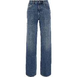 BERYL blue Jeans with logo patch on the back in cotton for women