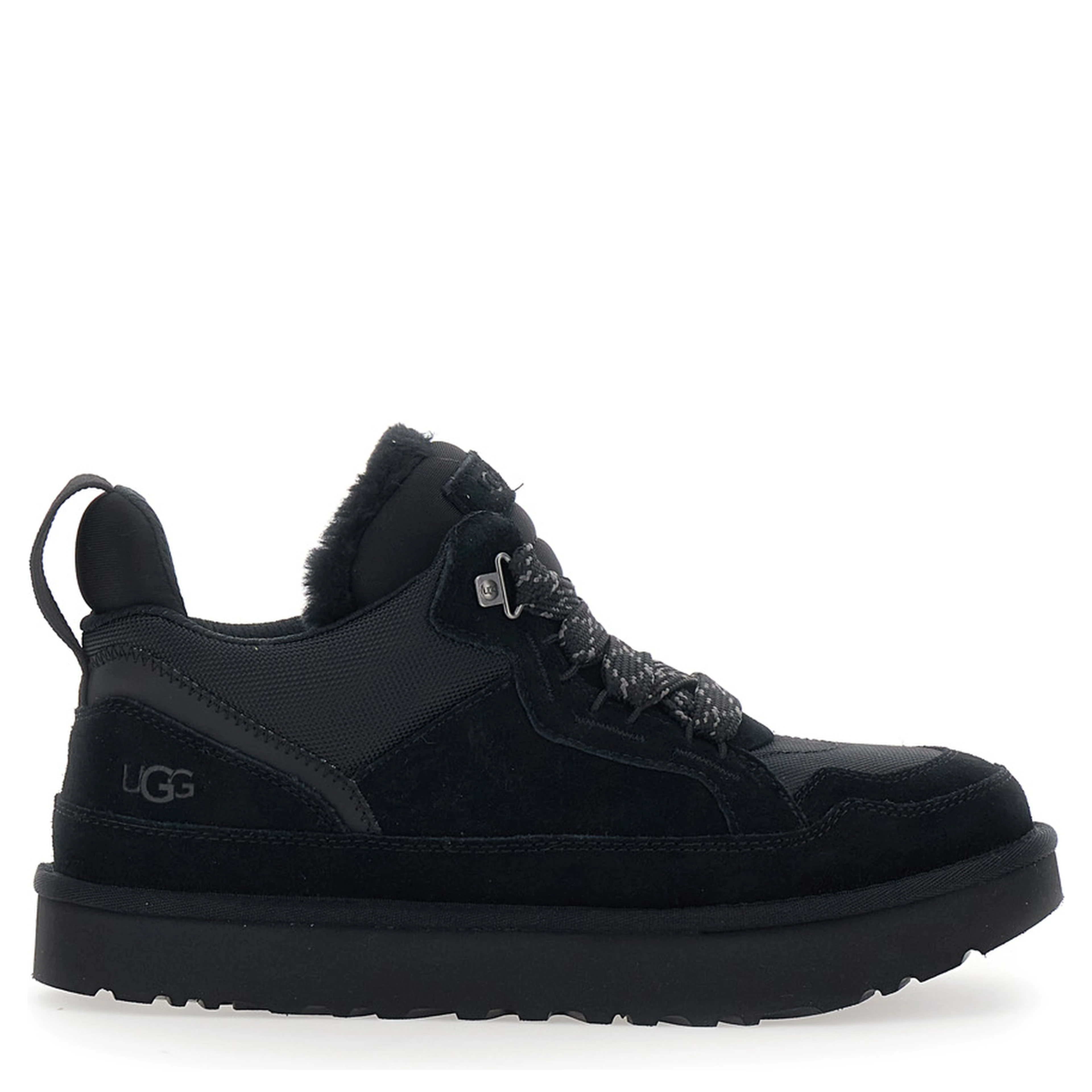 Black Sneakers with logo patch on the tongue in suede for men