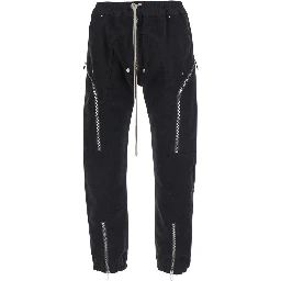 Heizer black Pants with side zip cargo pockets in cotton for men