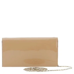 EMMIE PATCH LIGHT GOLD Clutch with leather details and studs Beige Woman