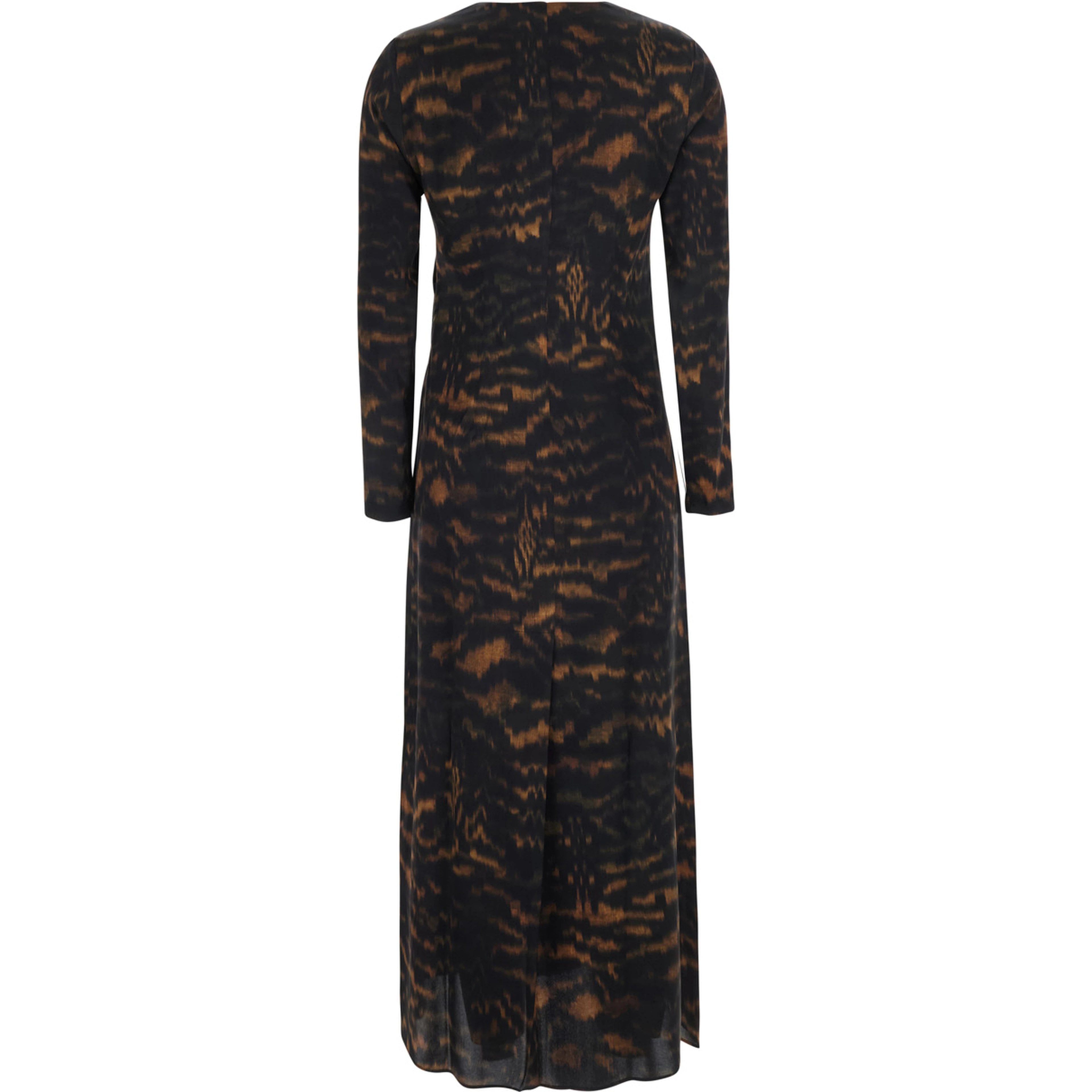 multicolor Long dress with V-neck and all-over fade print in silk for women