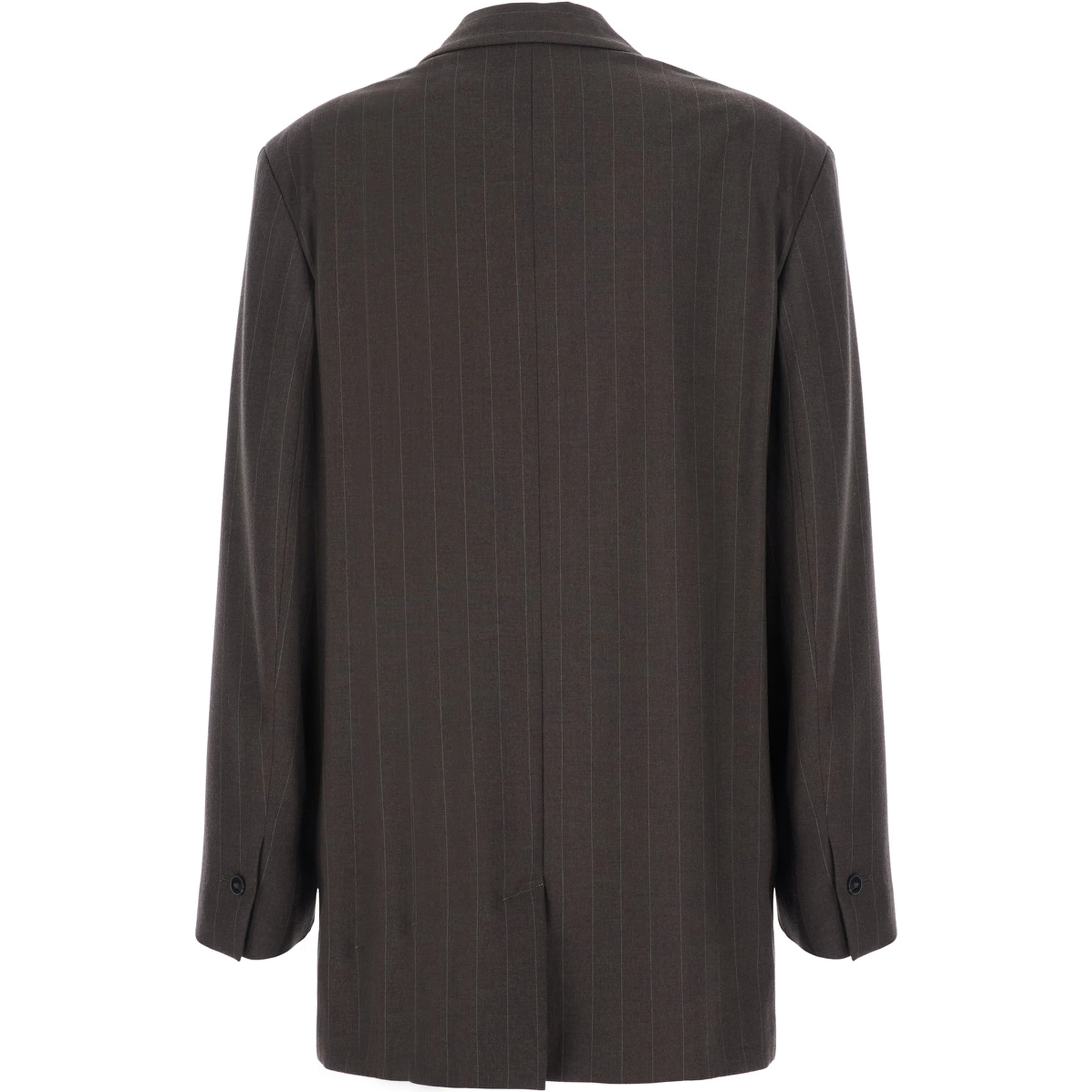 Brown Single-breasted Jacket with Notched revers and All-over Pinstripe Motif in Fabric for Women