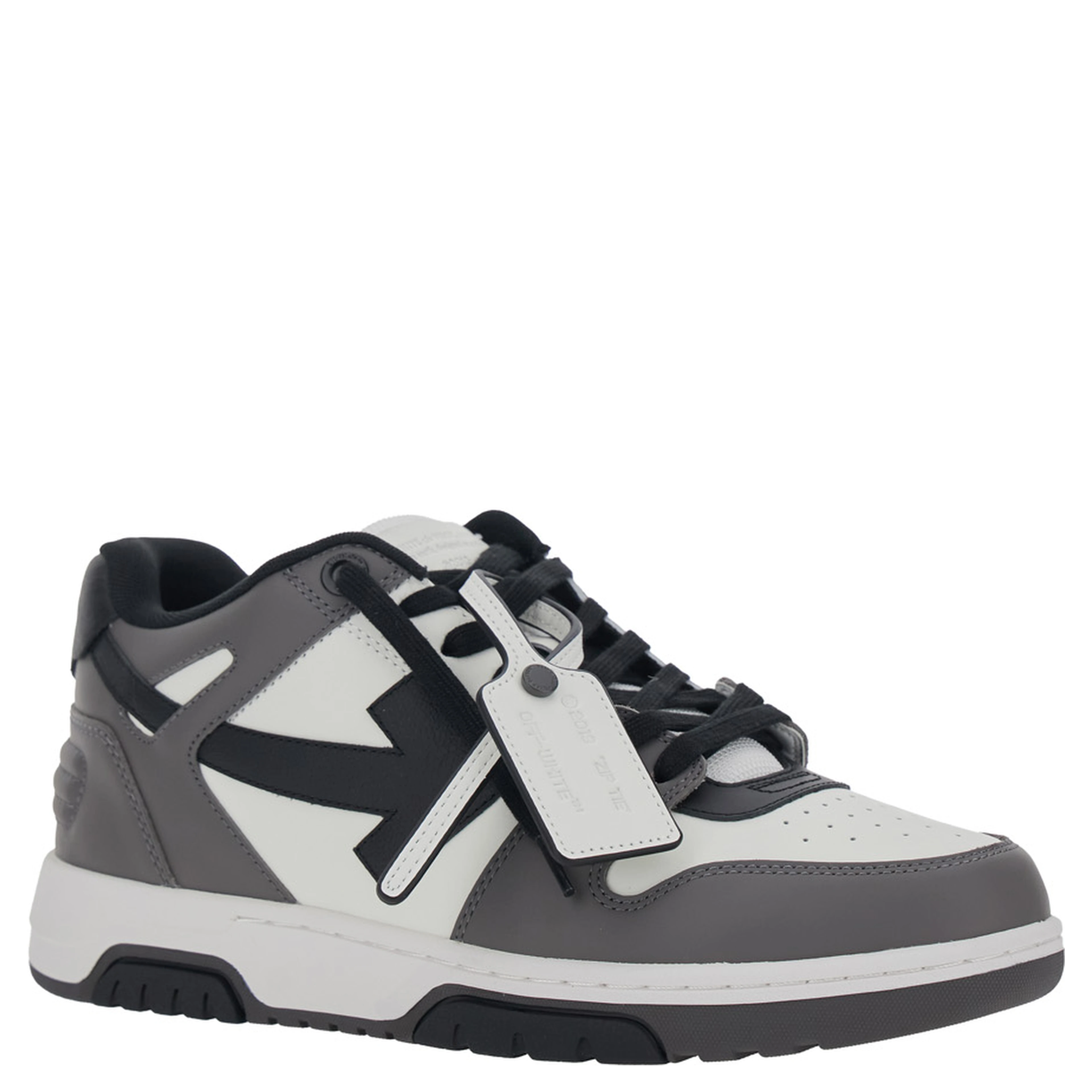 Sneaker Out Of Office Low Top with Logo Patch on the Tongue and Contrast Stitching in Gray Leather for Men