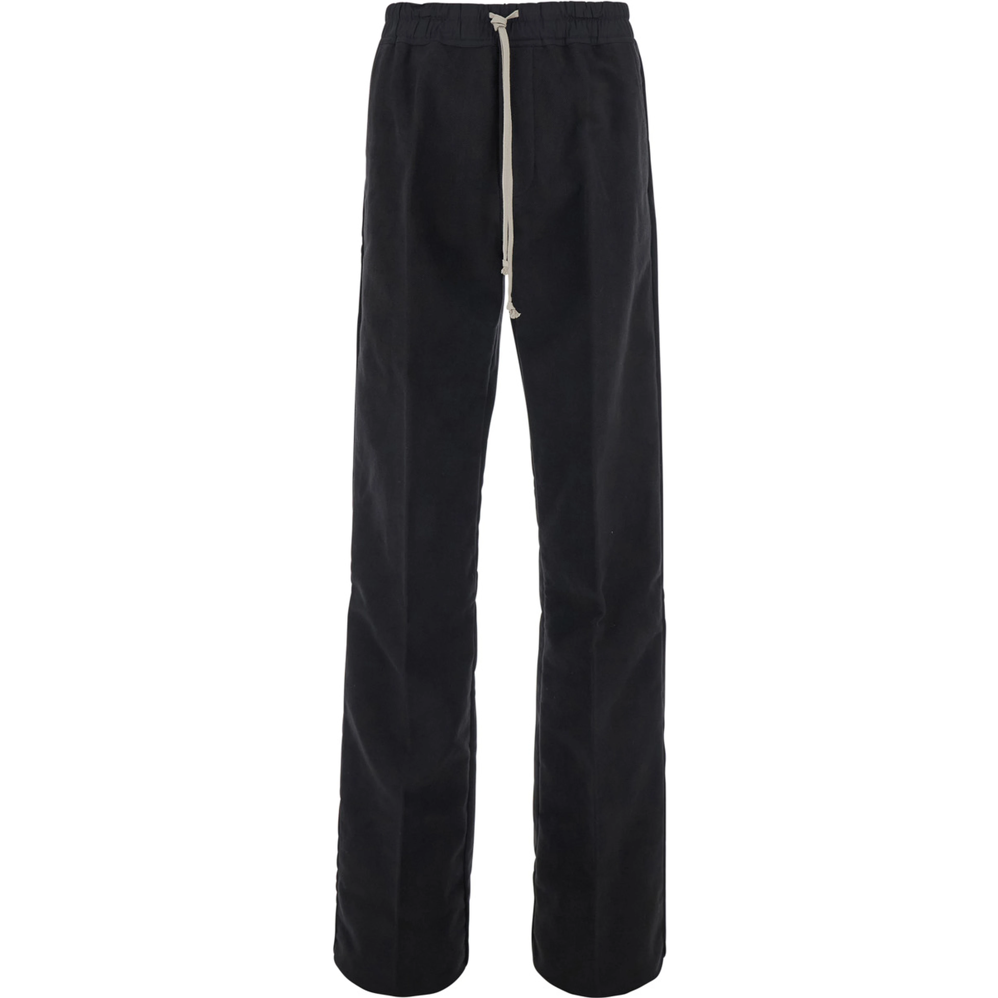 Black Pants with elasticated waistband with oversized drawstring in Cotton for Men