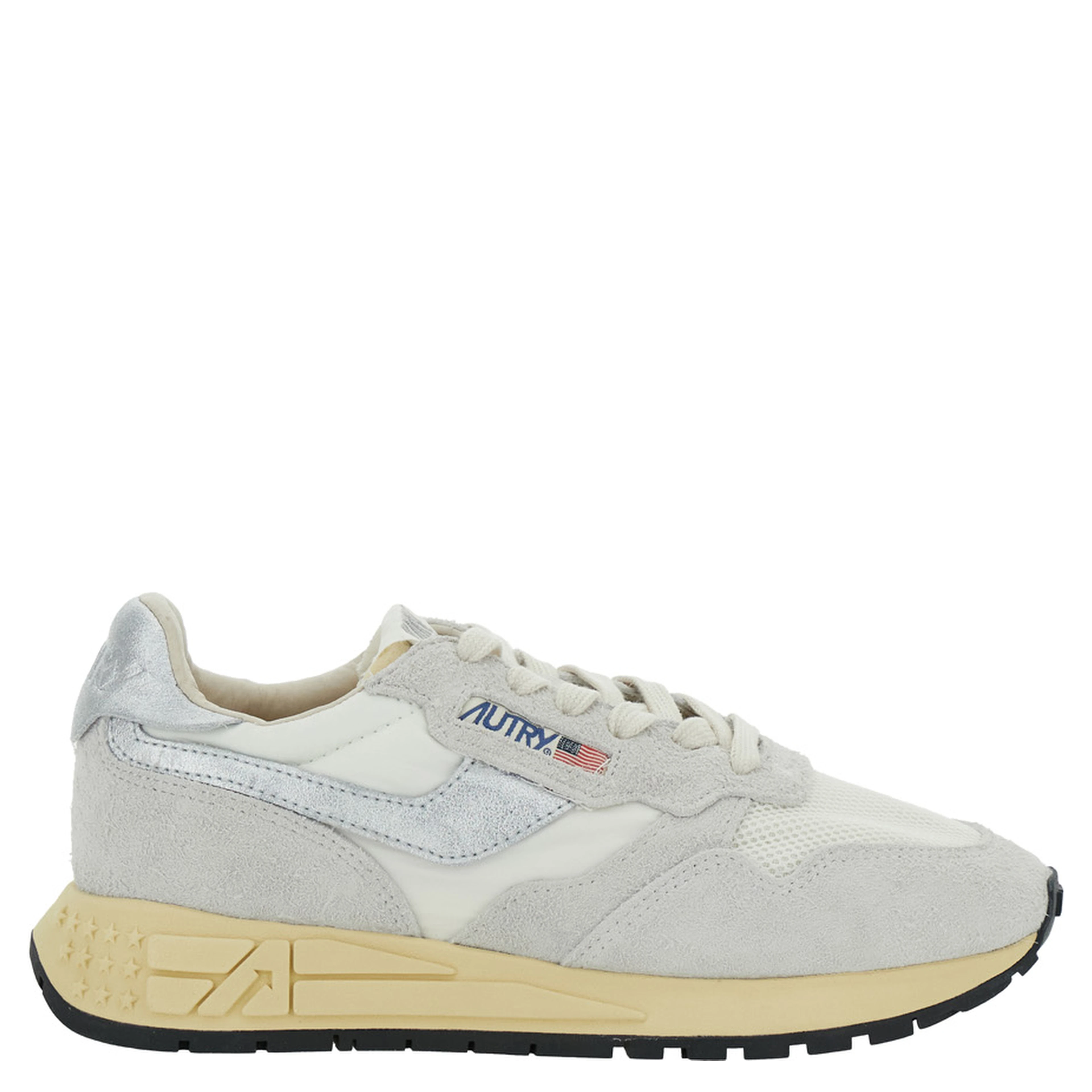 Sneaker Reelwind Low Top with Logo Patch on Tongue and Side in Leather Blend Gray Women