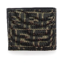 Brown and Tobacco Leather Bi-Fold Wallet with Fendi Roma Lettering for Men