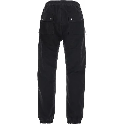 Heizer black Pants with side zip cargo pockets in cotton for men