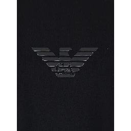 Crew Neck T-Shirt with Logo on the Front in Black Cotton for Men
