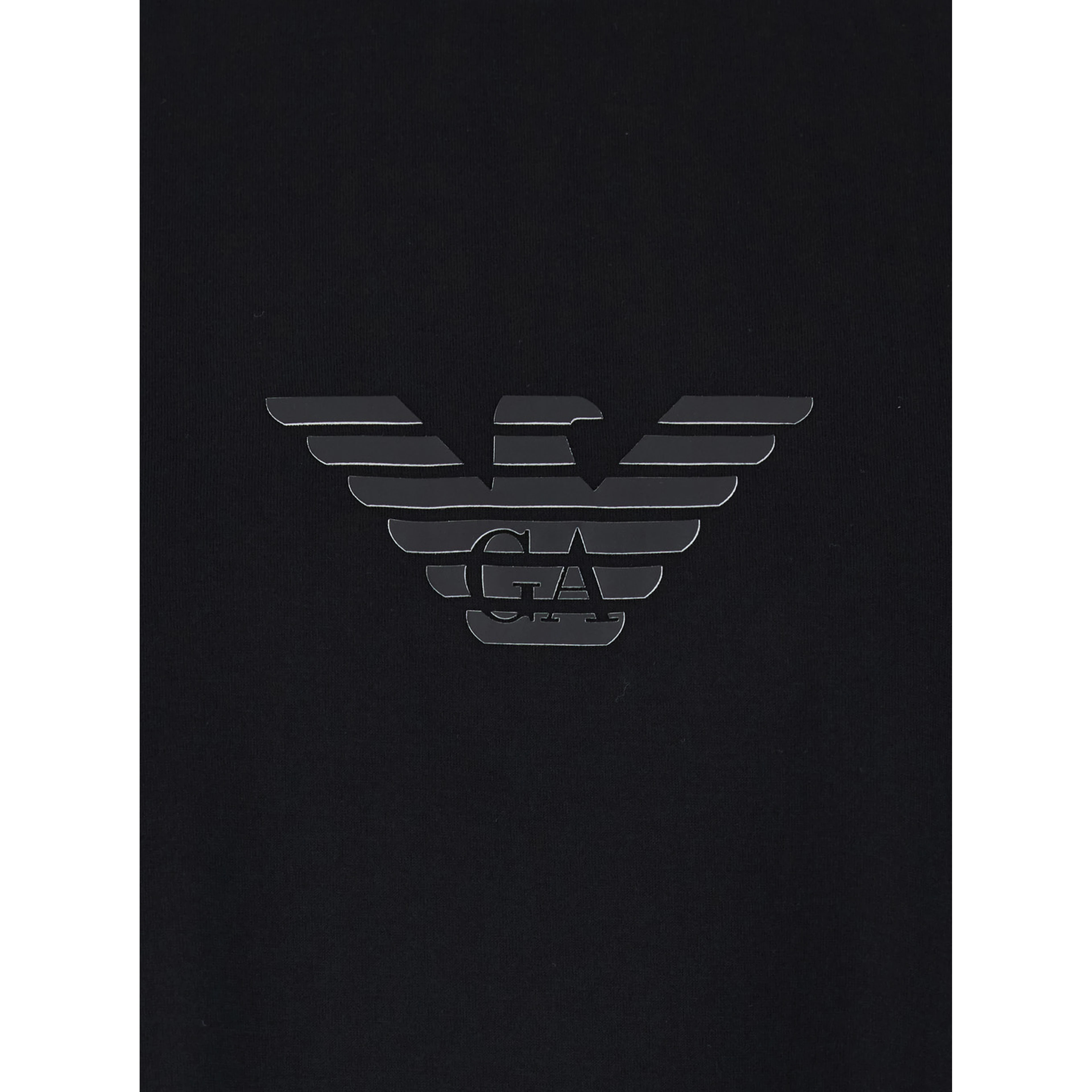 Crew Neck T-Shirt with Logo on the Front in Black Cotton for Men