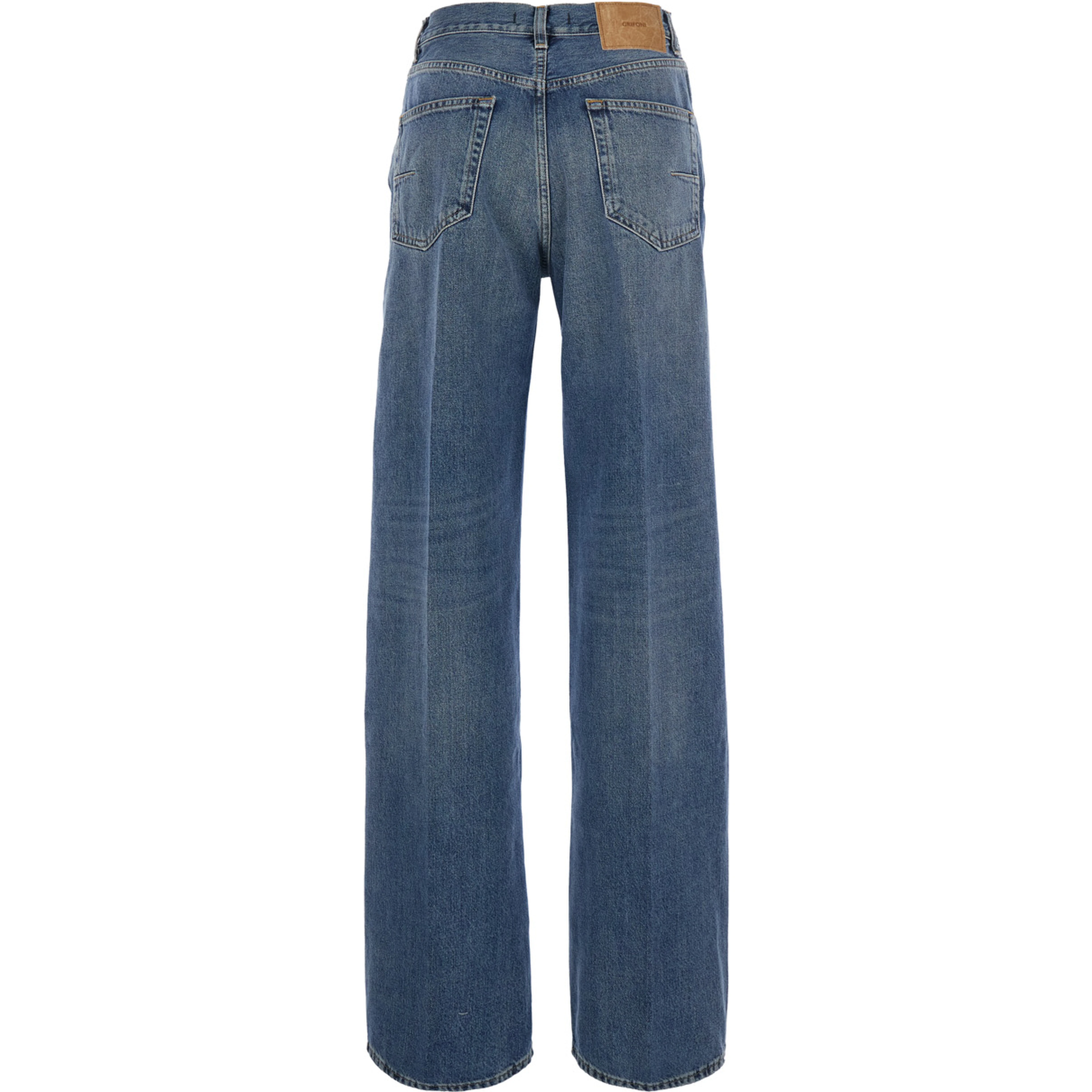 BERYL blue Jeans with logo patch on the back in cotton for women