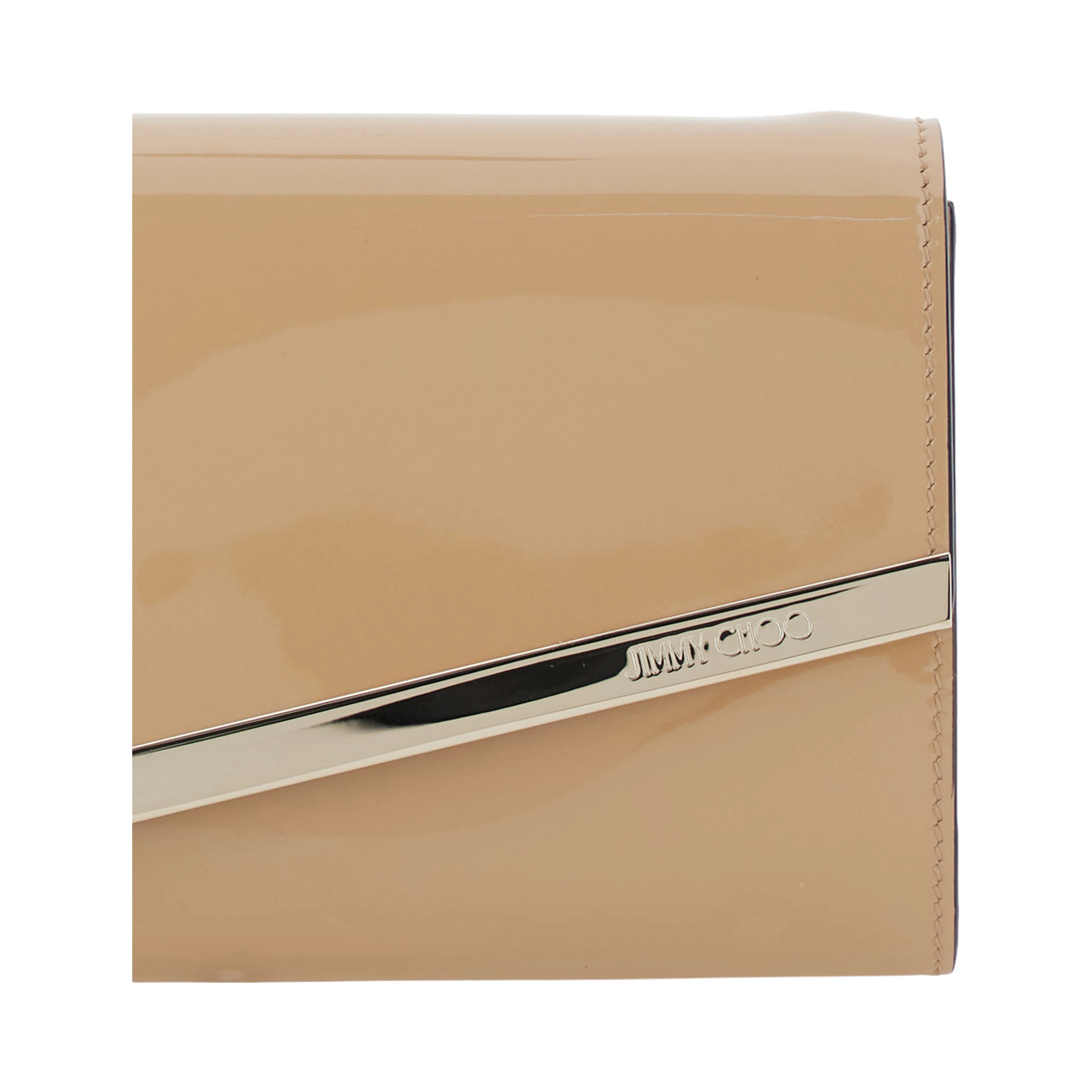 EMMIE PATCH LIGHT GOLD Clutch with leather details and studs Beige Woman