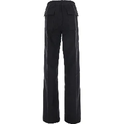 Black Pants with elasticated waistband with oversized drawstring in Cotton for Men