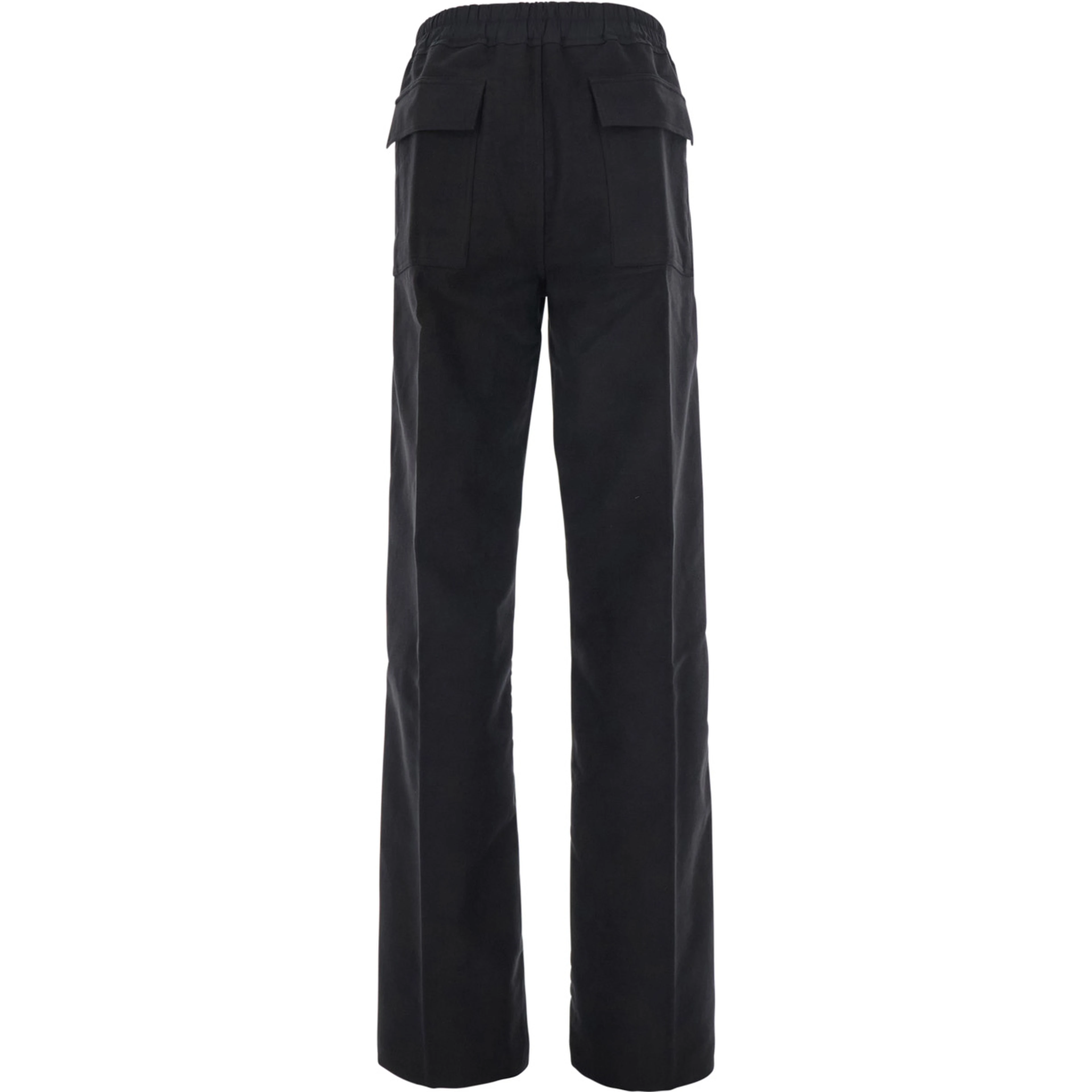 Black Pants with elasticated waistband with oversized drawstring in Cotton for Men