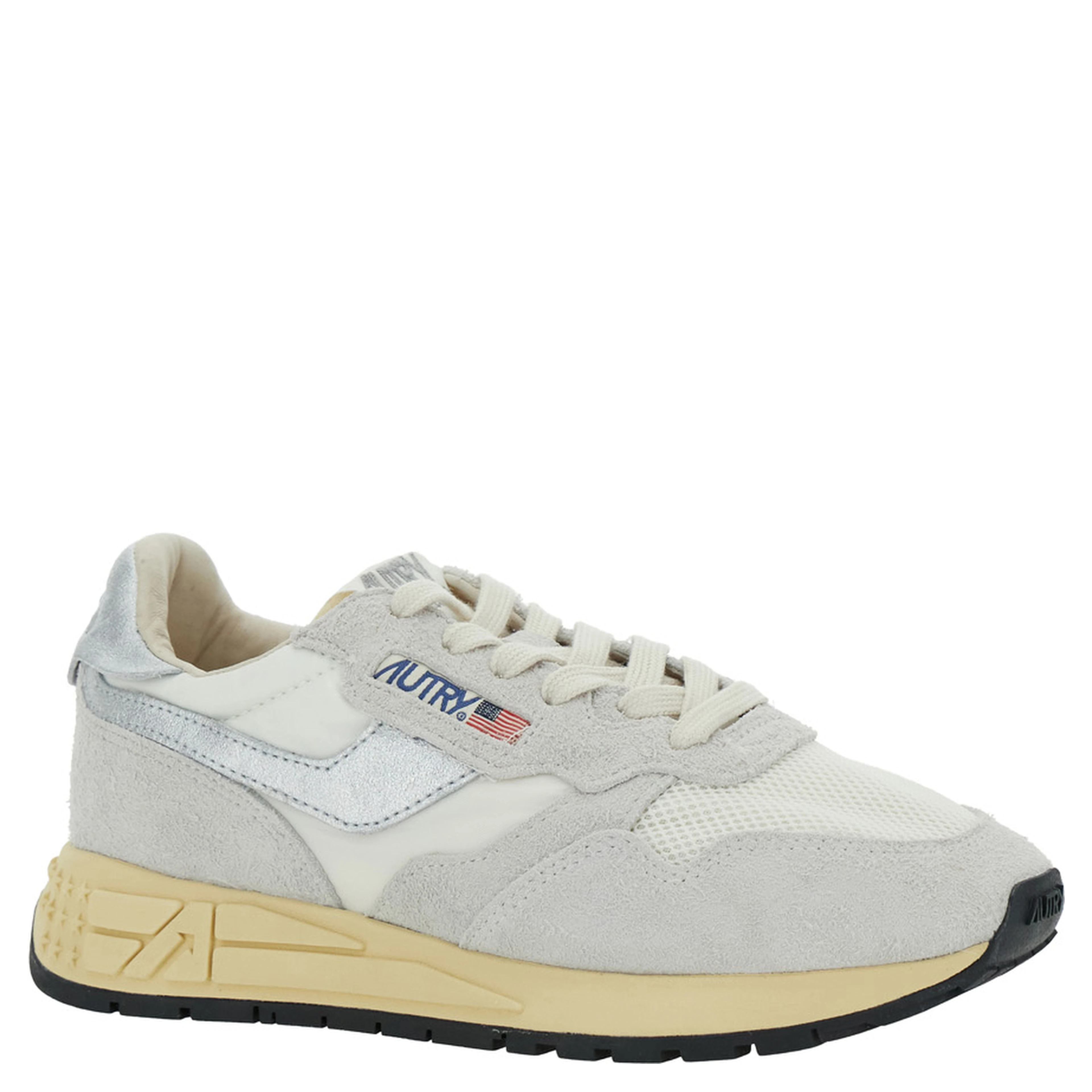 Sneaker Reelwind Low Top with Logo Patch on Tongue and Side in Leather Blend Gray Women