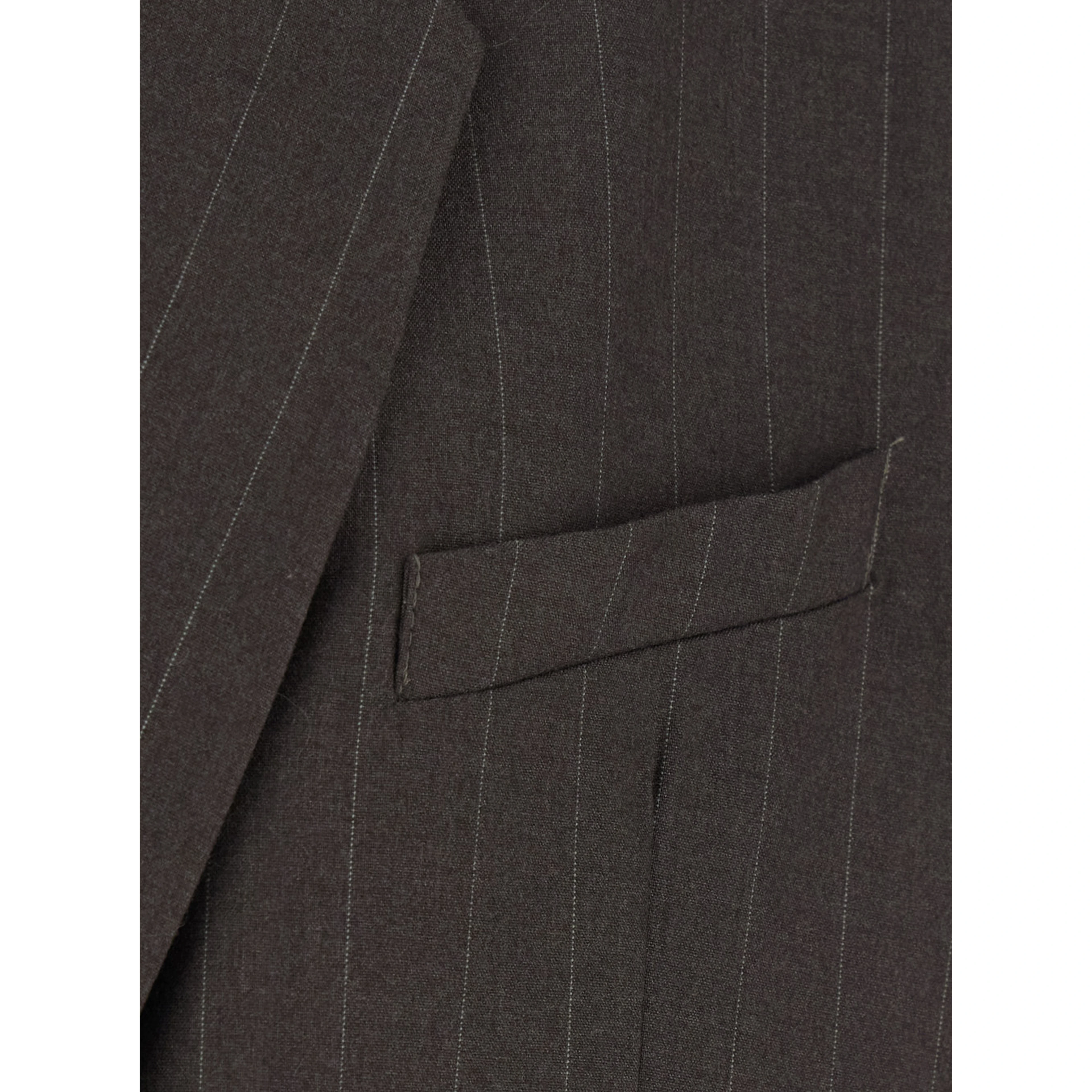 Brown Single-breasted Jacket with Notched revers and All-over Pinstripe Motif in Fabric for Women