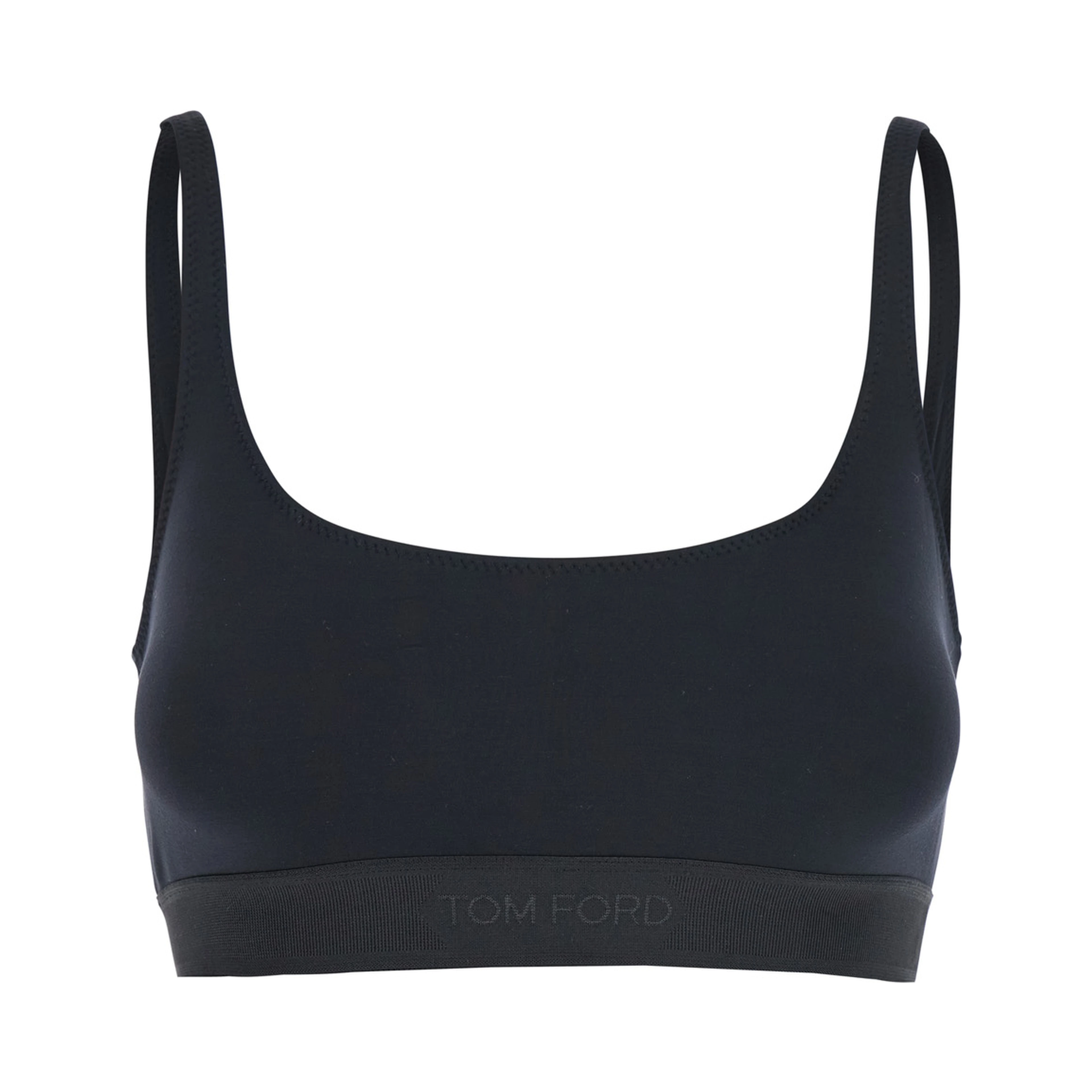 Top Bralette Brj016jex166l with Wide Neckline and Logo Lettering on the Front in Black Stretch Modal for Women