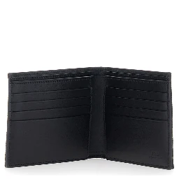 Brown and Tobacco Leather Bi-Fold Wallet with Fendi Roma Lettering for Men