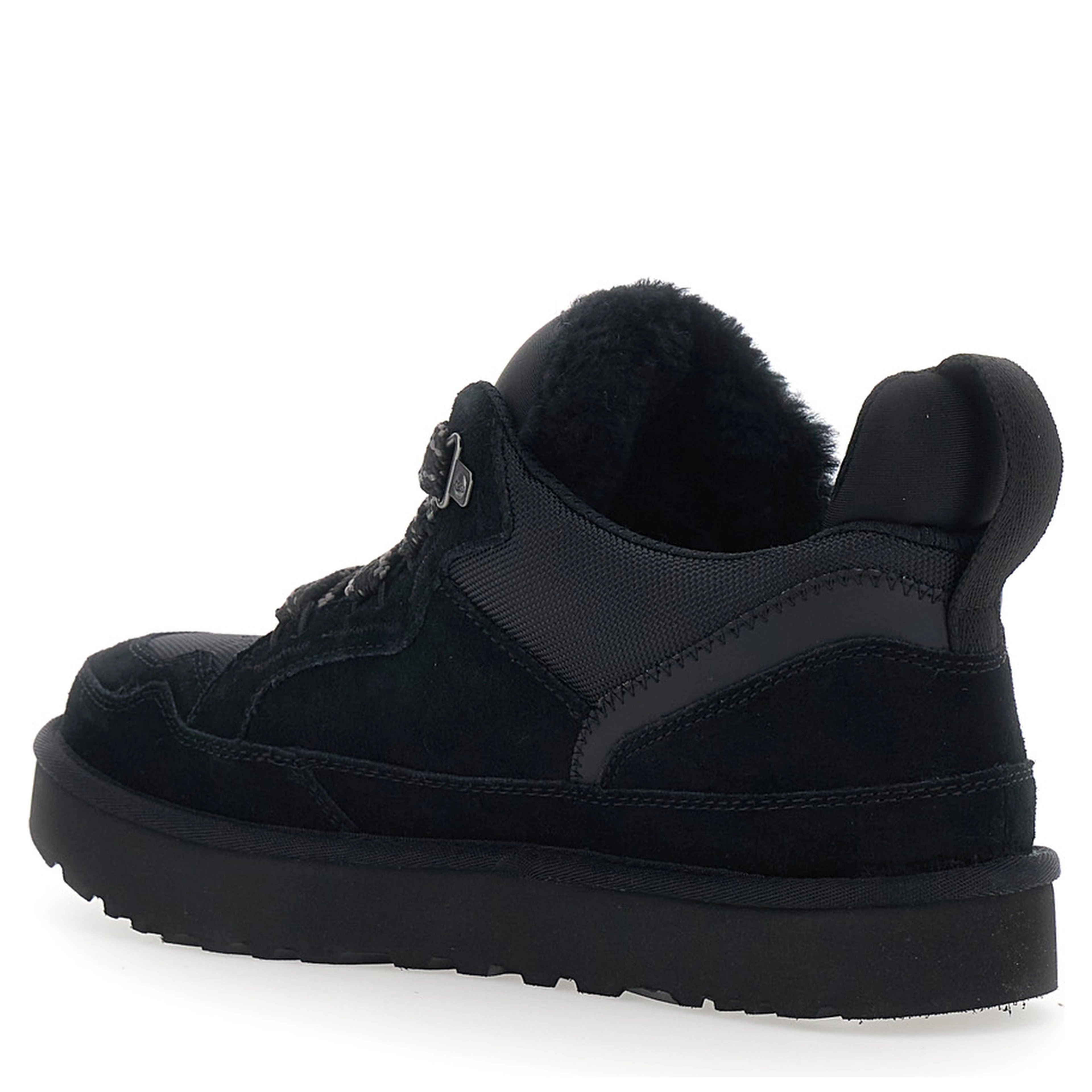 Black Sneakers with logo patch on the tongue in suede for men