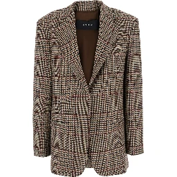 Multicolor Single-breasted Jacket with Prince of Wales motif in wool blend for women