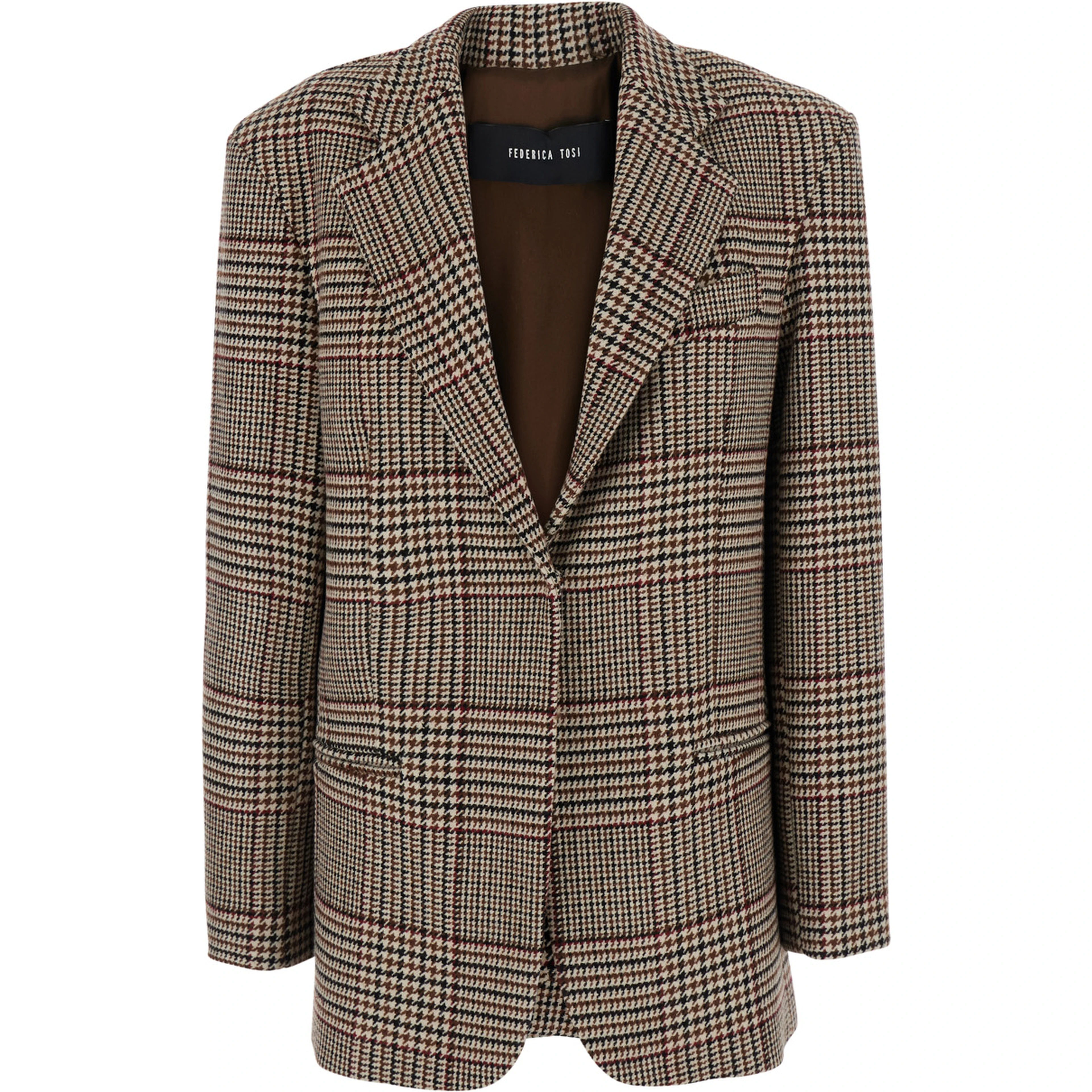 Multicolor Single-breasted Jacket with Prince of Wales motif in wool blend for women